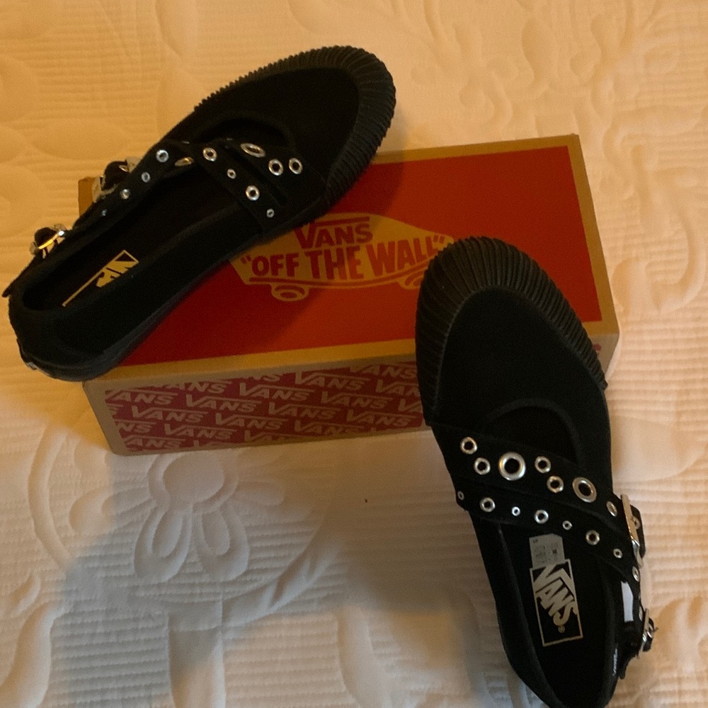 Vans Women's Black Sneakers with Silver Accents